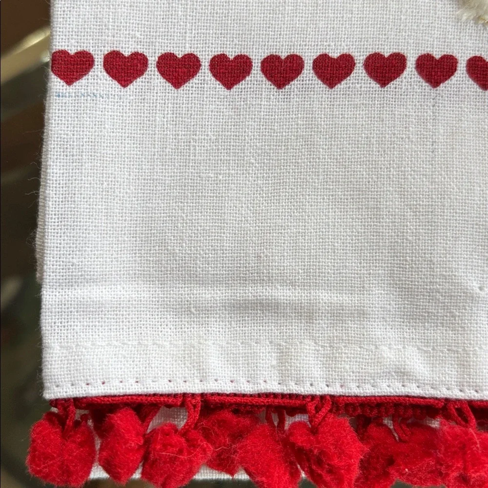 Hello‎ Valentine Gnome with Pom Poms Kitchen Dish Towel NWOT
